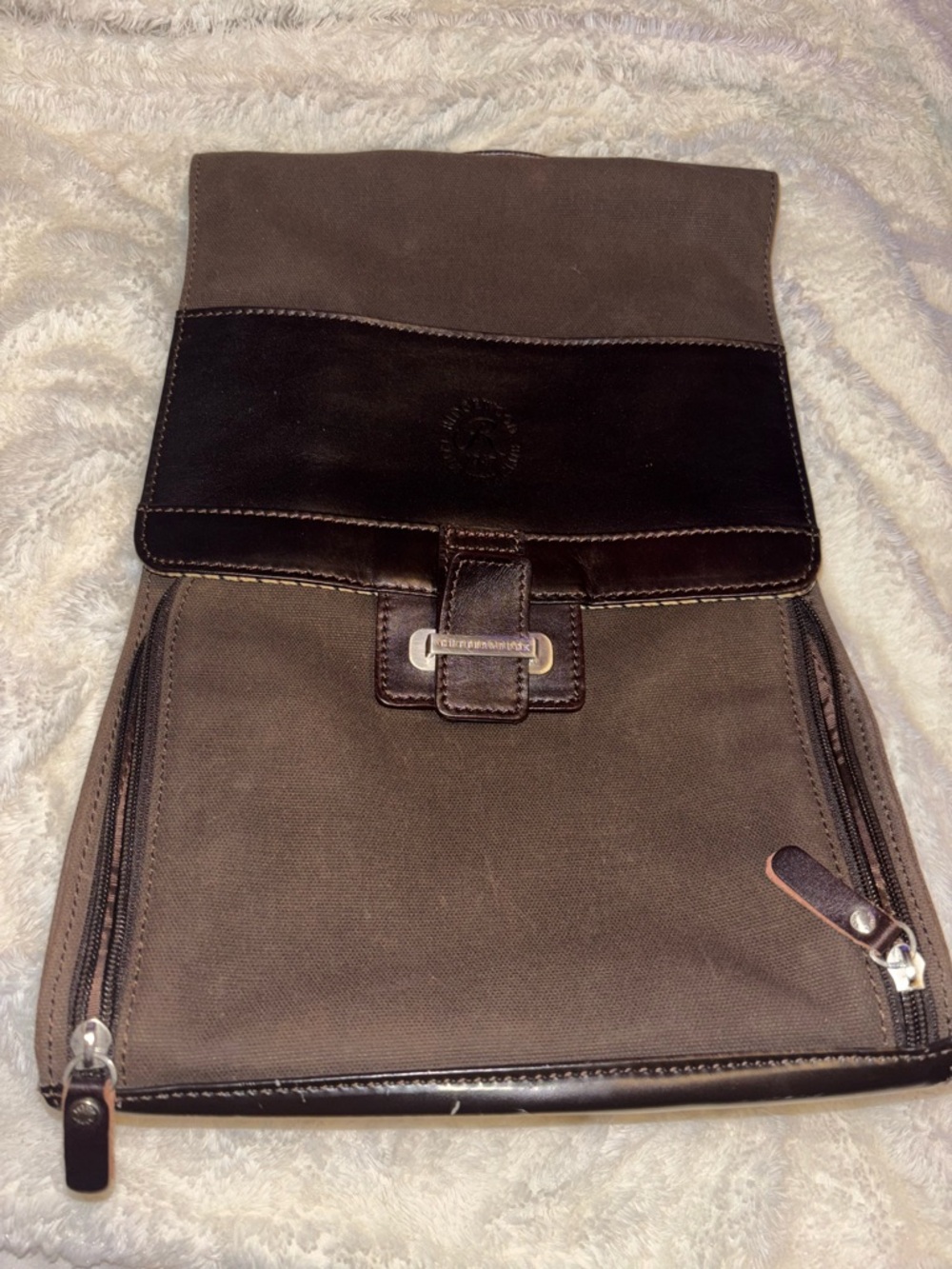 Cutter & Buck Brown Canvas and Dark Brown Leather Valet Carry Bag